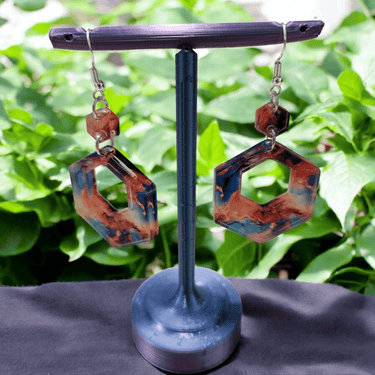 Alcohol Ink Acrylic Dangle Earrings - Hand Designed Artistry - Dangle Earring - Charm and Char